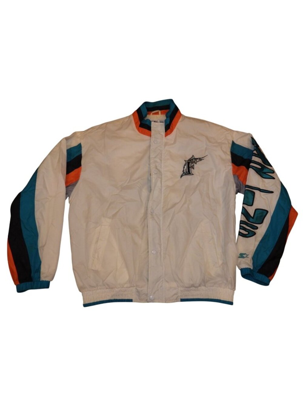 Vintage 90s Florida Miami Marlins Starter Full Zip Windbreaker Men's Large MLB